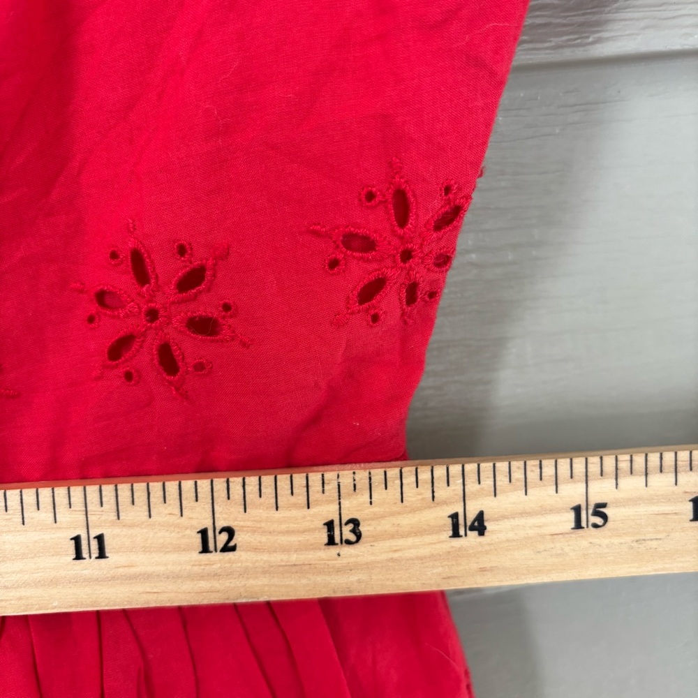 Madewell Vibrant Red Eyelet Lace Midi Dress - Picture 7 of 8